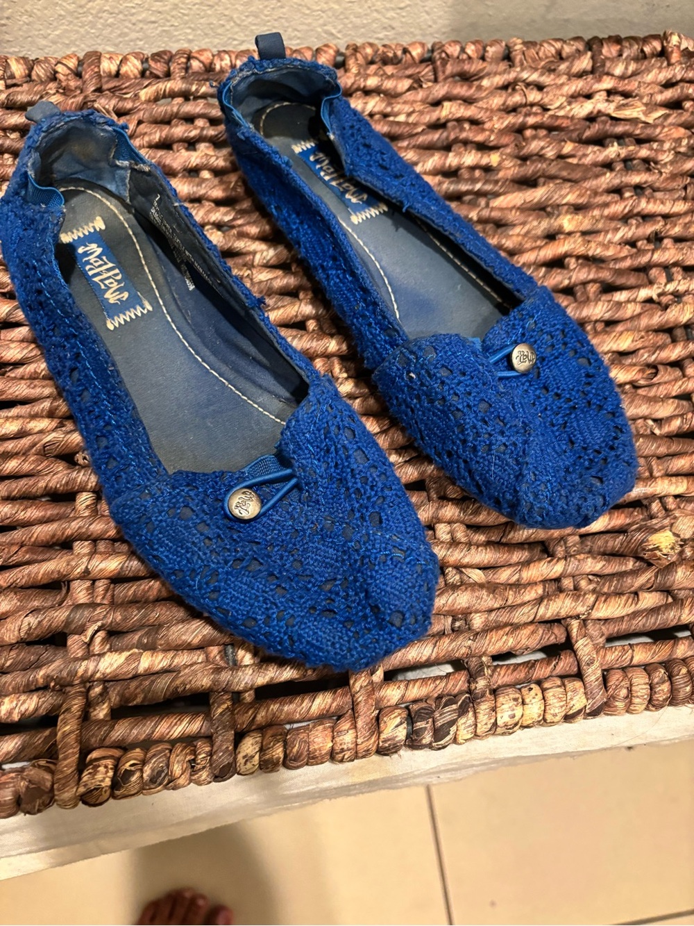 Mad Love Royal Blue Crochet Loafers